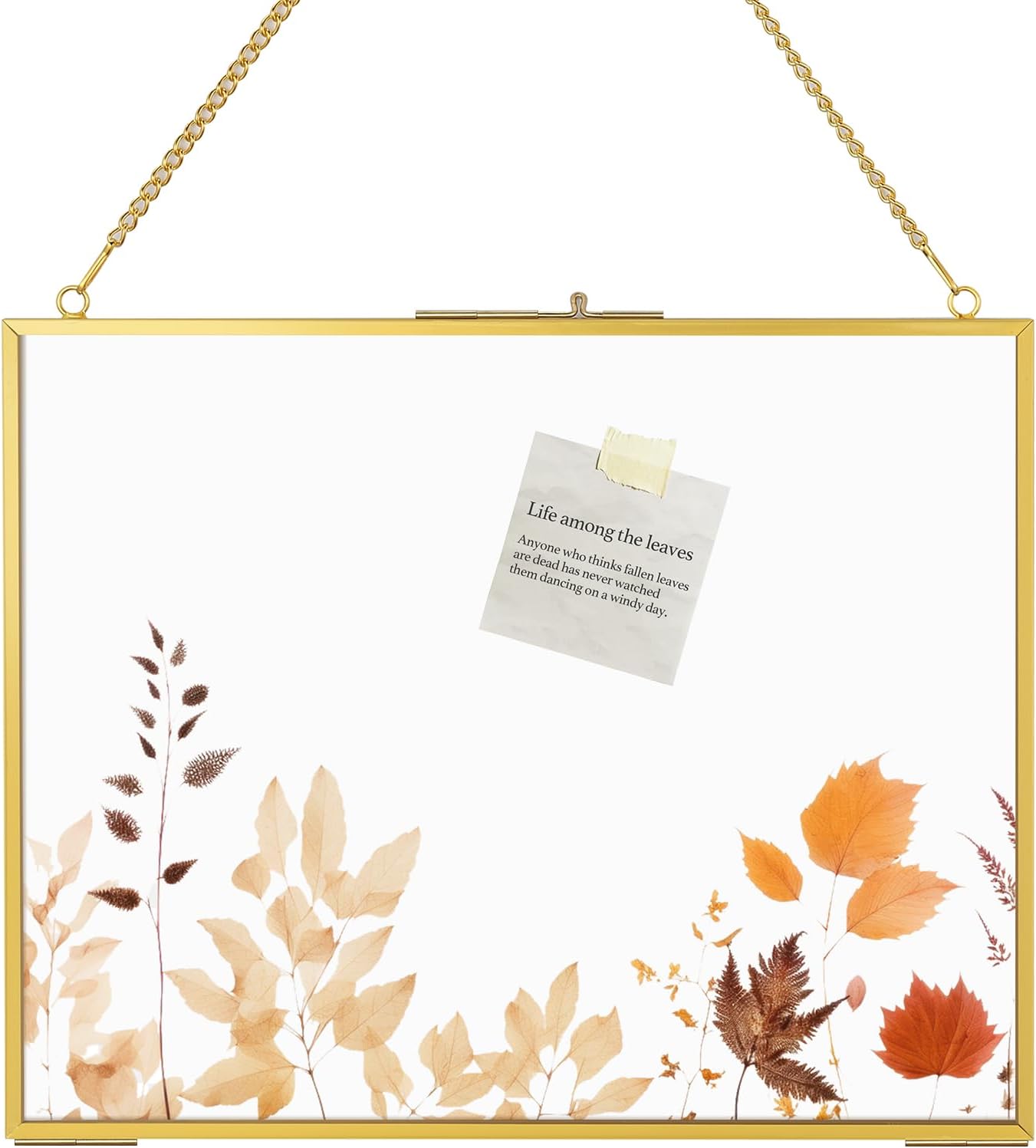 8x10 Pressed Flowers Gold Frame with Chain