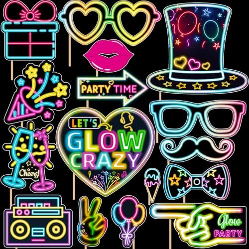 Wilburies Neon Glow Photo Booth Props Kit