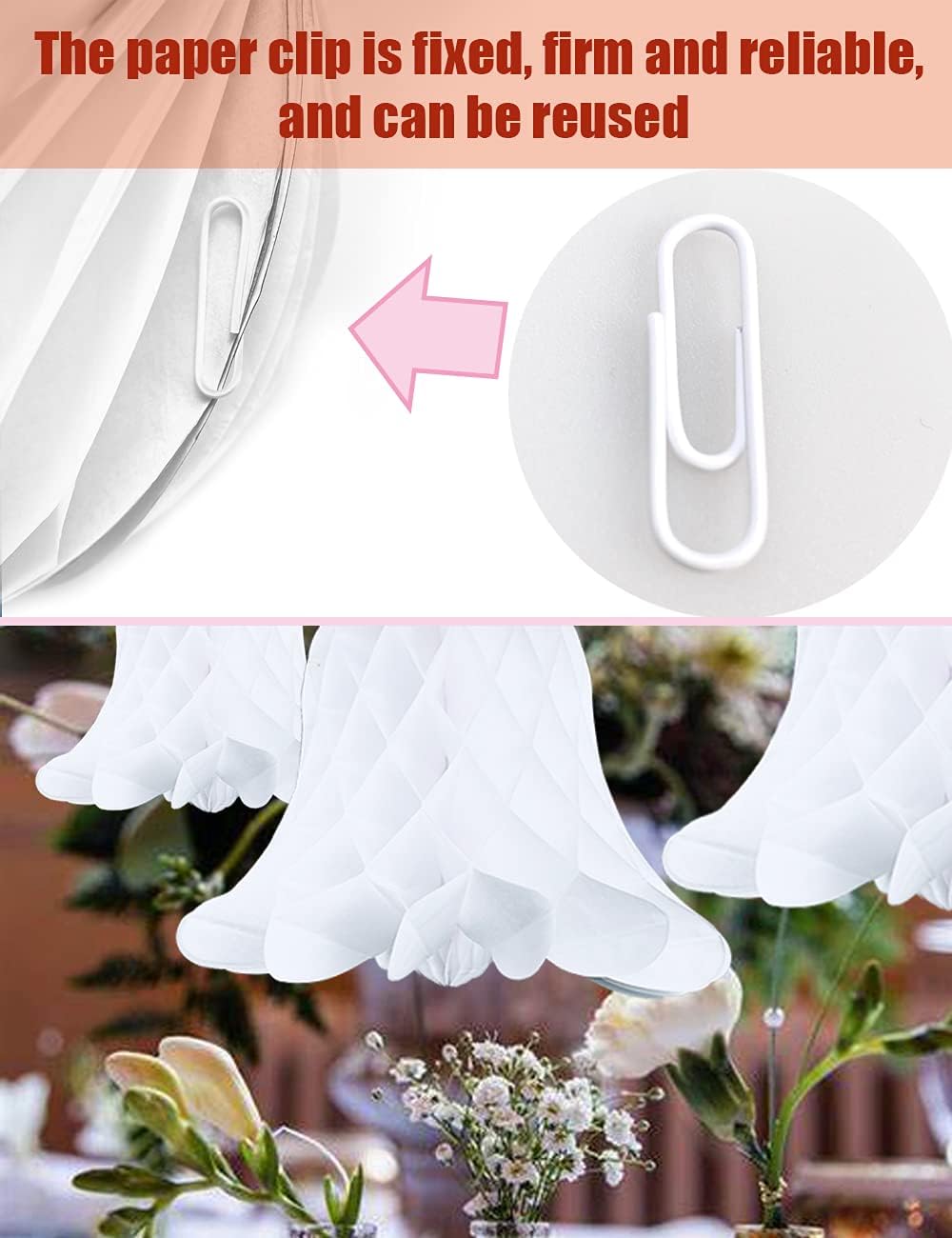 Hanging Paper Bells with Glittery Silver Tassels Set