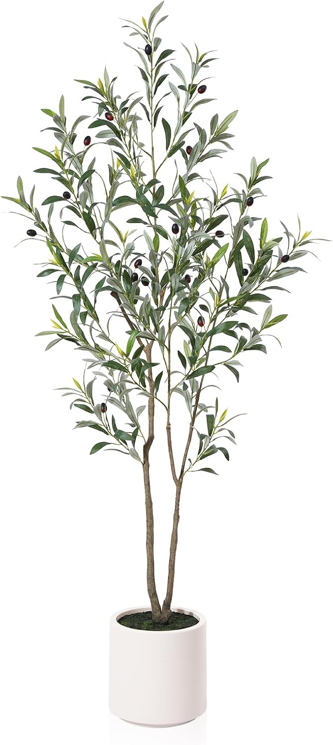 LOMANTO Artificial Olive Trees 5 ft Tall Fake Tree