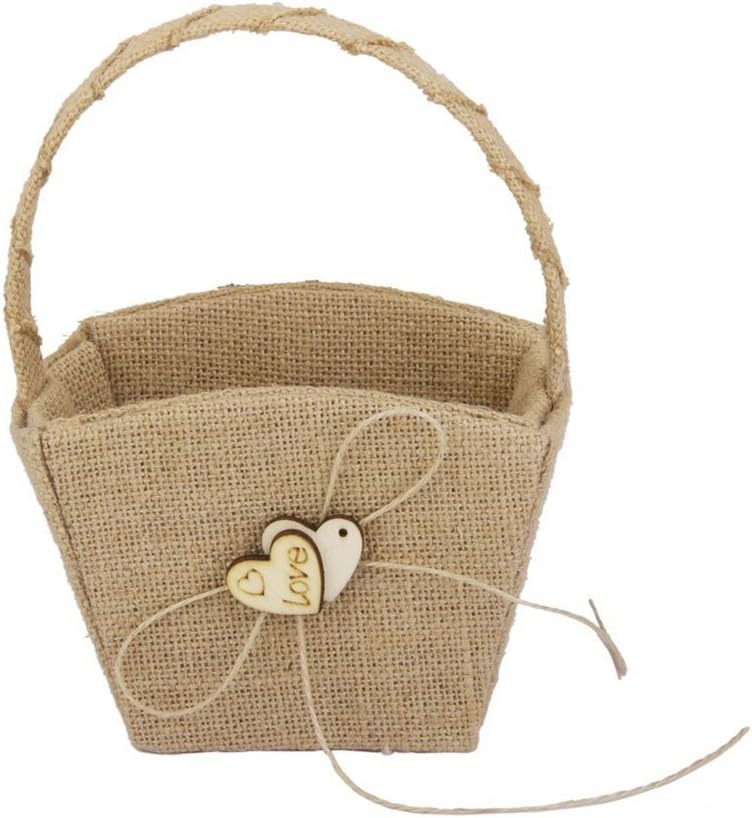 WINOMO Double Heart Flower Girl Basket with Bowknot