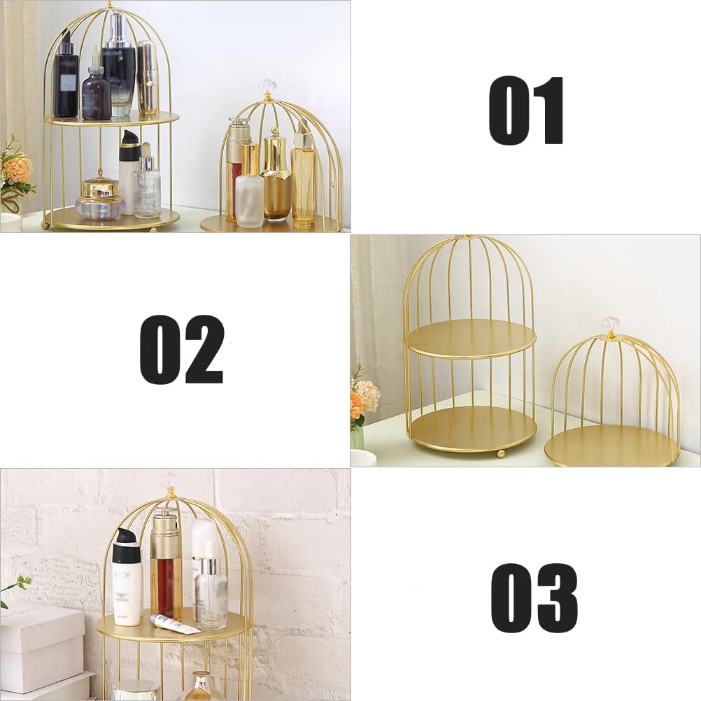Cabilock Bird Cage Cosmetic Rack Double Tier Organizer