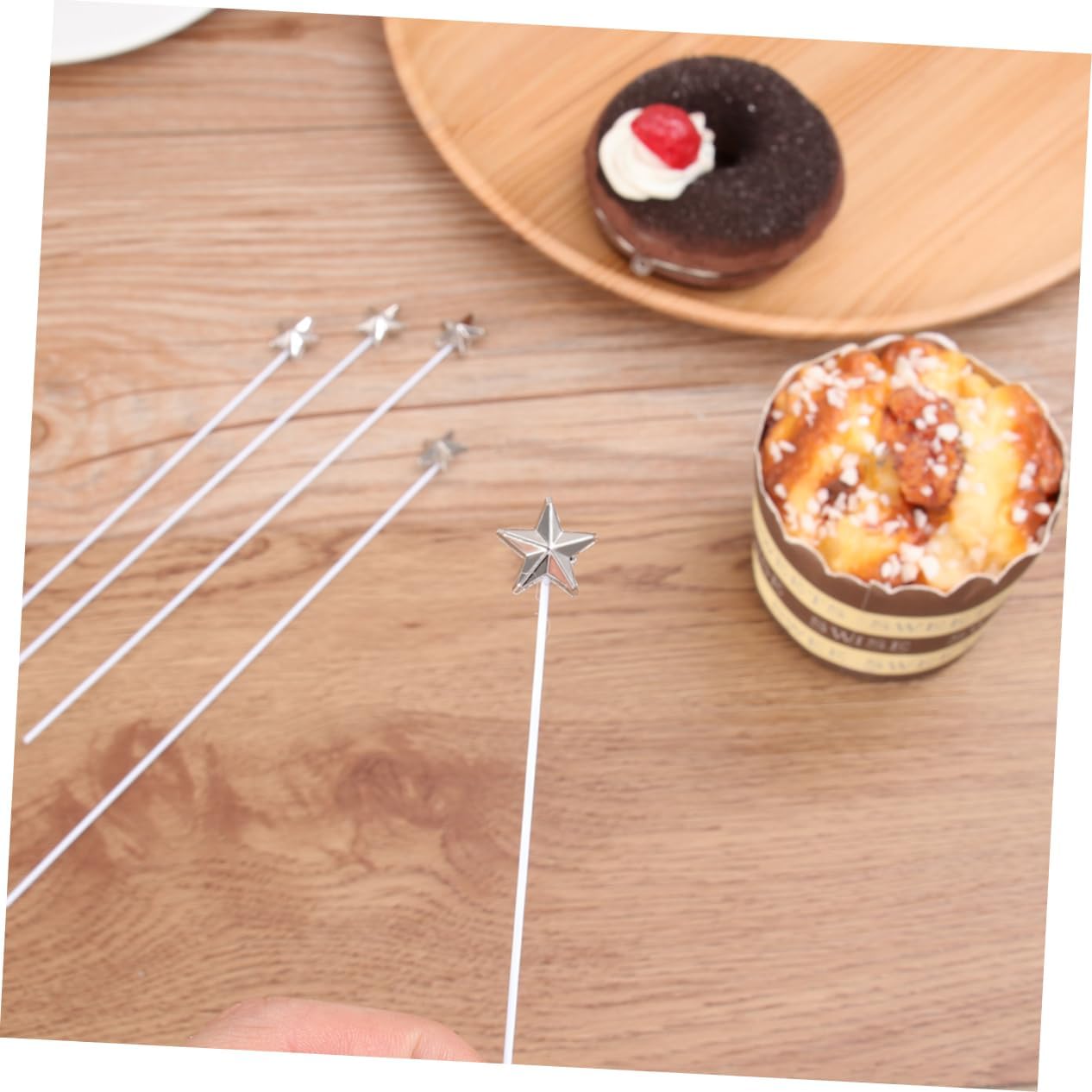 50pcs Silver Star Cake Toppers for Parties and Celebrations