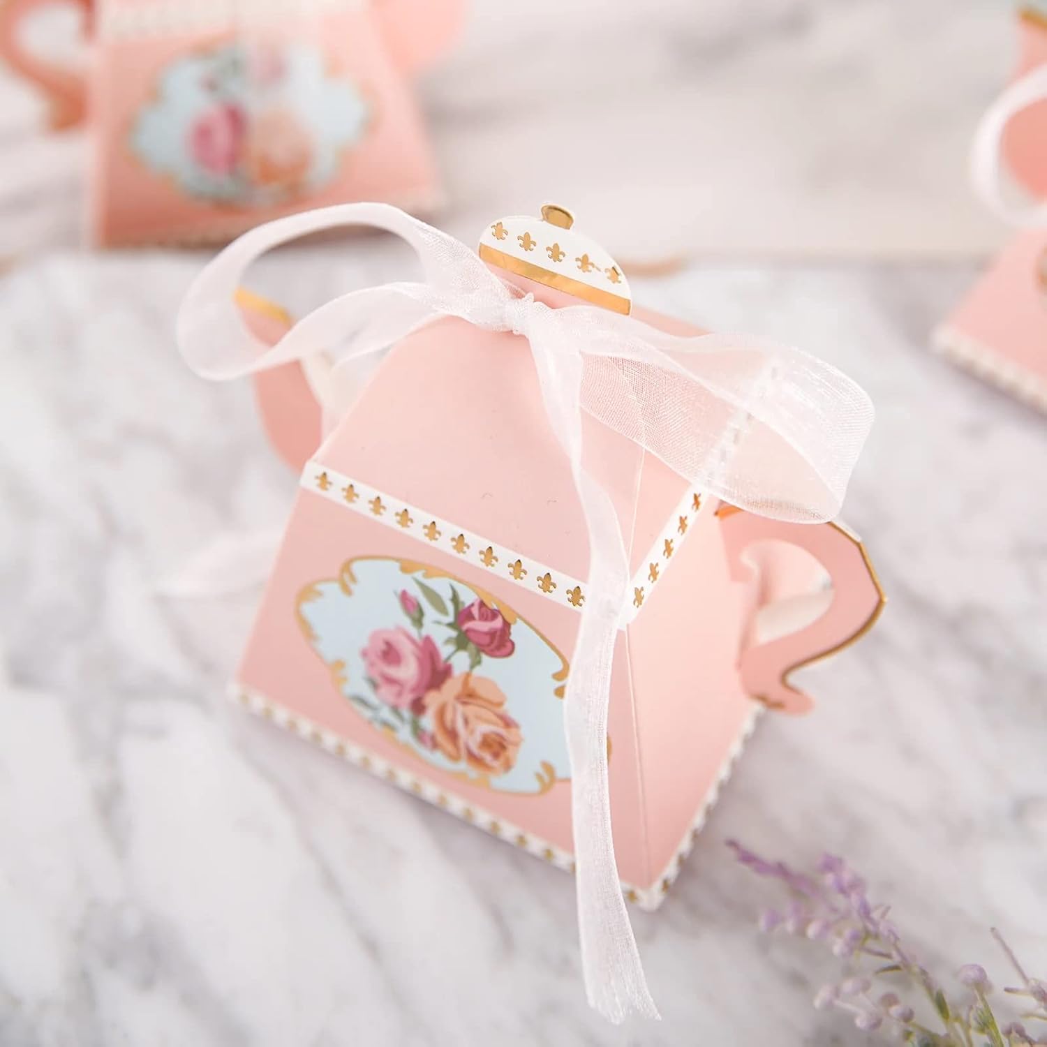 25 Mini Teapot Favor Boxes Dusty Rose