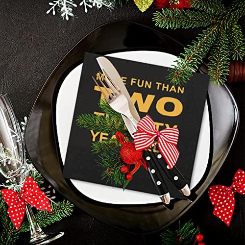 Apriciti Black Gold Cocktail Napkins 40th Birthday