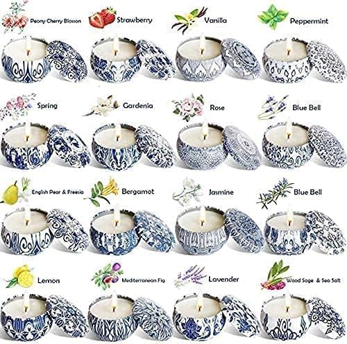 16 Pack Scented Candles in Travel Tins with Refreshing Scents
