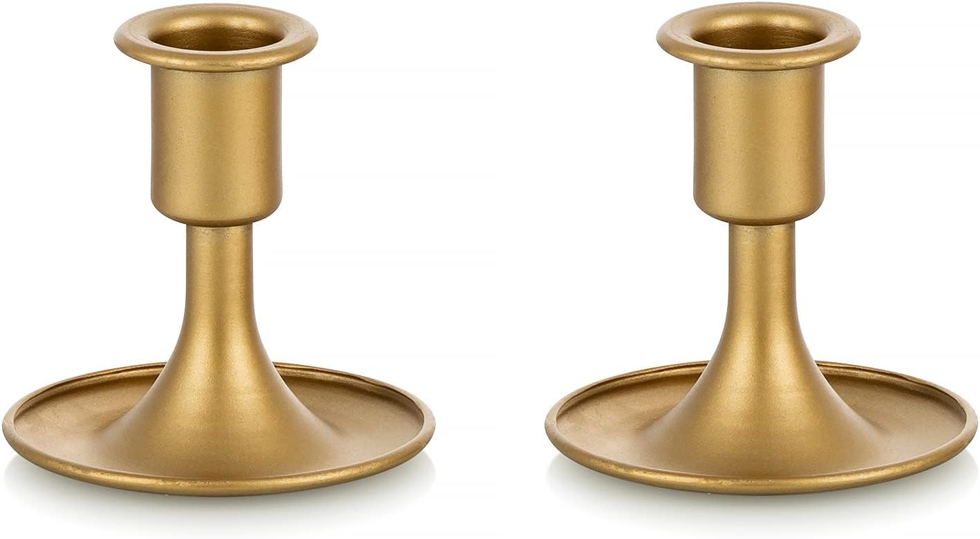 Gold Candlestick Holders for Taper Candles Set of 2