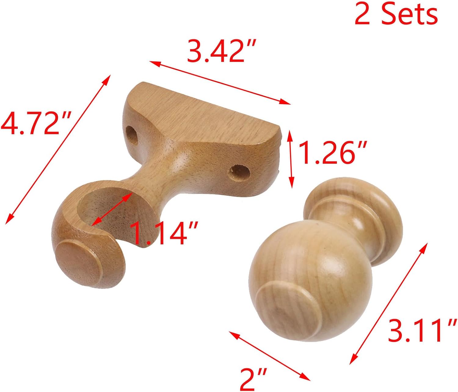 T Tulead Curtain Rod Brackets and Finials Kit 114 Inch Wooden Screw Ends