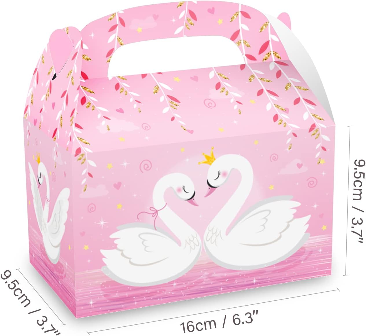 12 Pack Pink Swan Treat Boxes for Birthday Party Favors