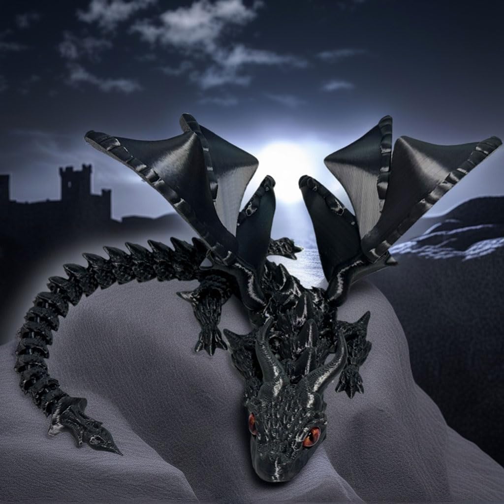 Fantasy Black 3D Dragon Cake Topper Set
