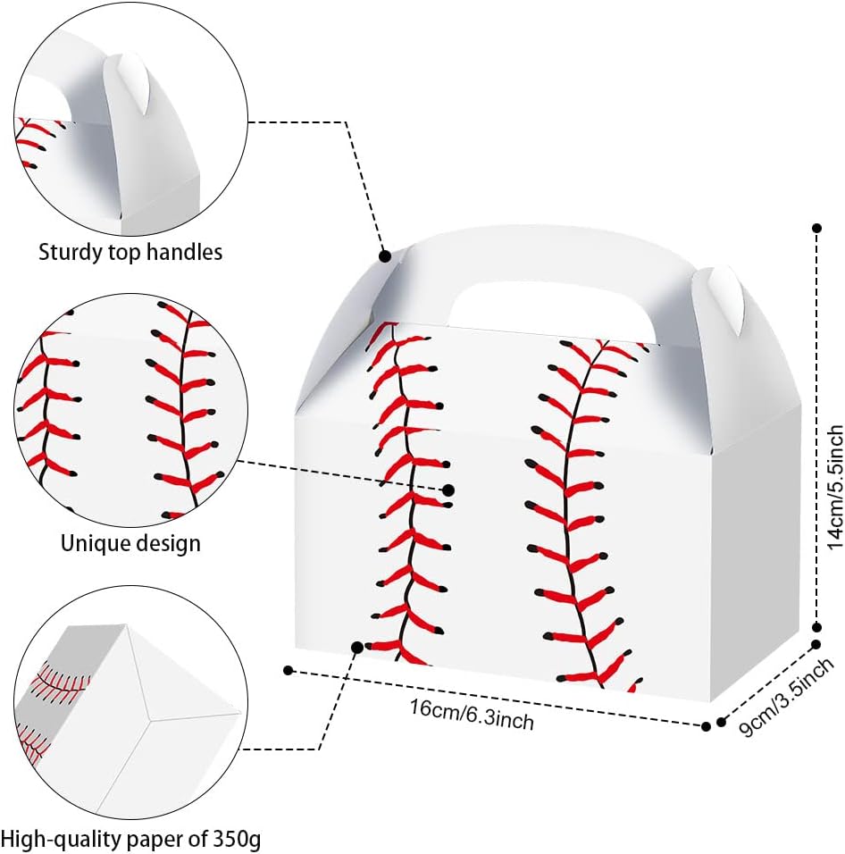 BCHOCKS 24 Pack Baseball Party Favor Boxes