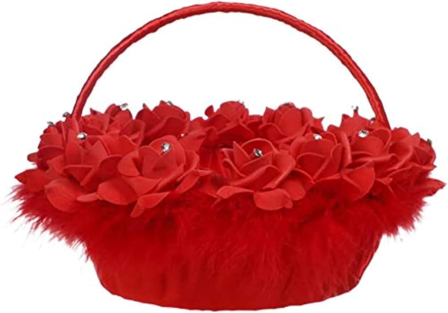Red Flower Girl Basket for Wedding Ceremony Decoration