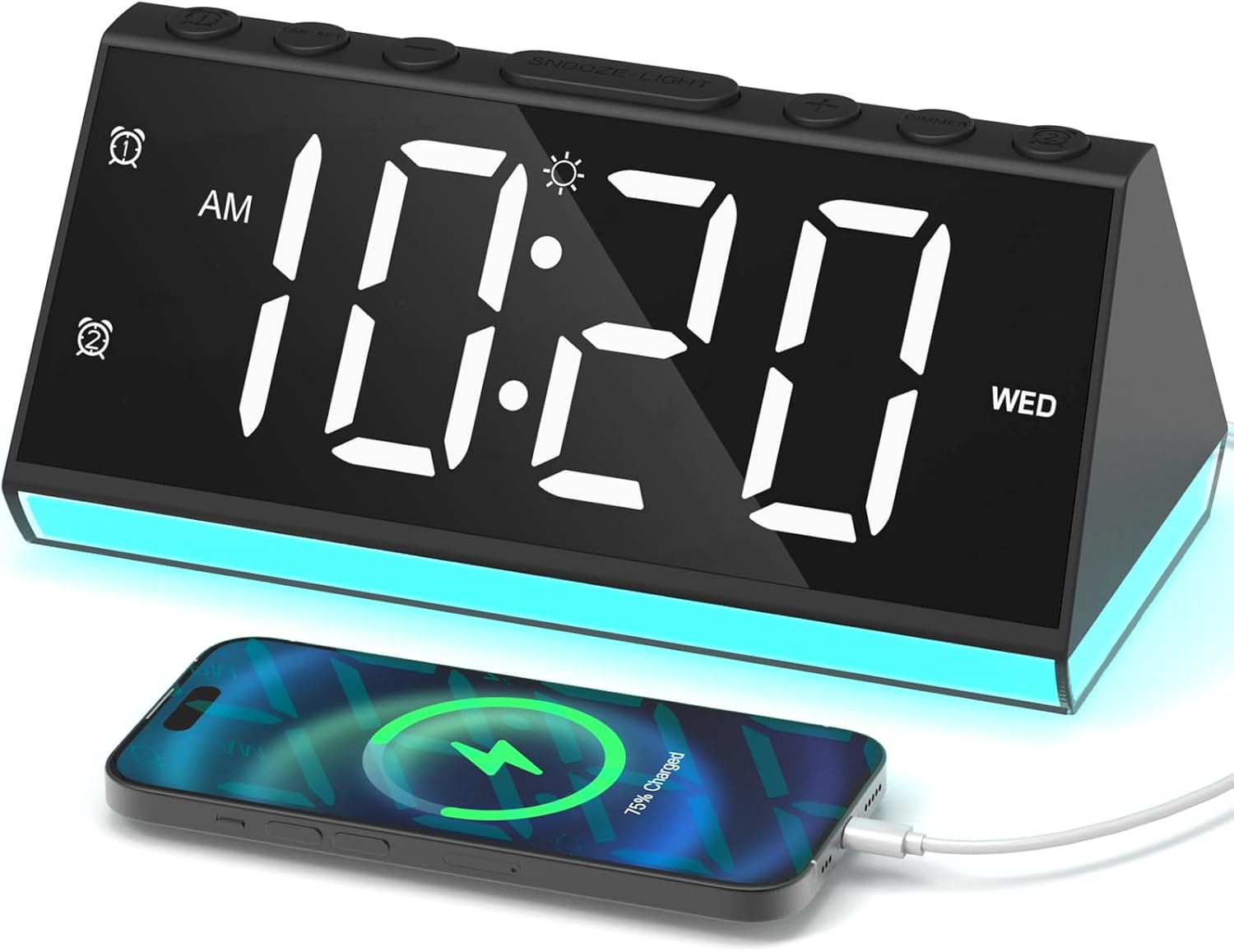 Loud Alarm Clock with Night Light and USB Ports