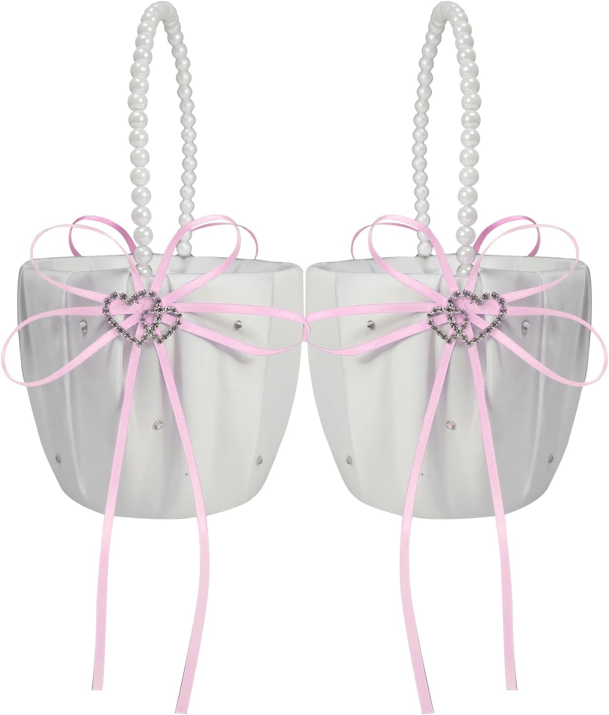 2 Pcs Wedding Flower Girl Baskets Pink