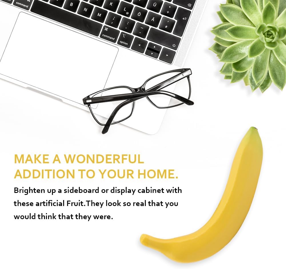 HONUTIGE Artificial Bananas 4Pcs Lifelike Fake Fruit Decor