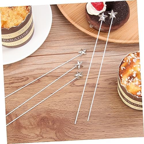 IMIKEYA 50pcs Silver Star Cake Toppers for Birthday Decorations