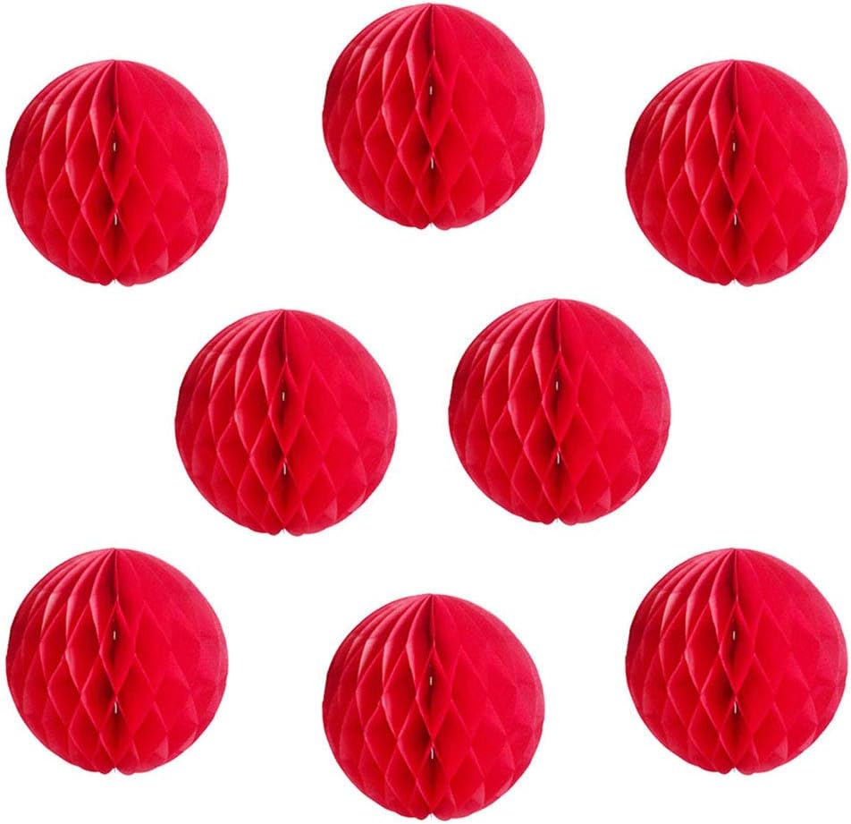 8pcs 10 Inch Red Honeycomb Balls for Decorations