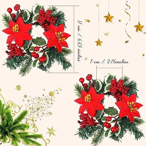 Yilloog 8 Piece Christmas Candle Wreath Holder Rings Set