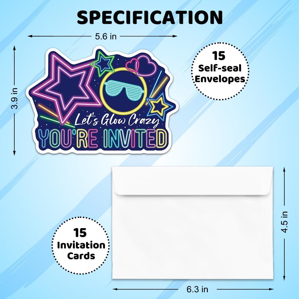 ERHACHAIJIA 15 Crazy Glow Stick Party Invitations