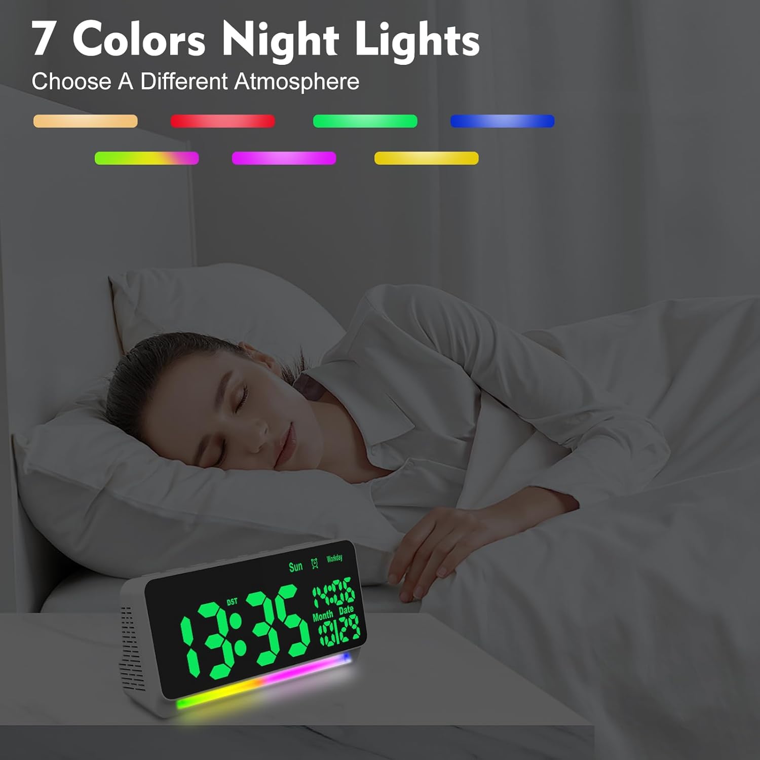 PERSUPER 120db Super Loud Alarm Clock with Bluetooth and RGB Night Light