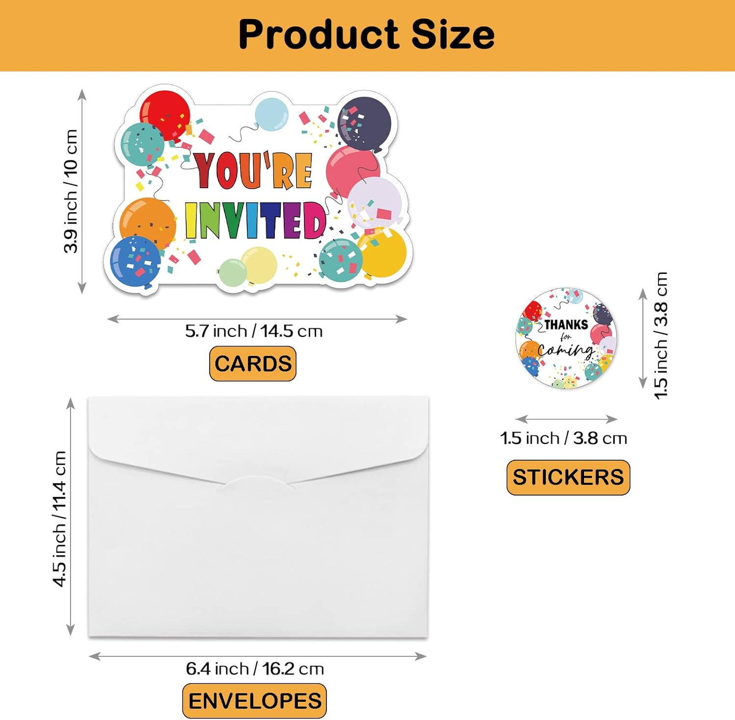 REWIDPARTY Balloon Party Invitations Set of 15