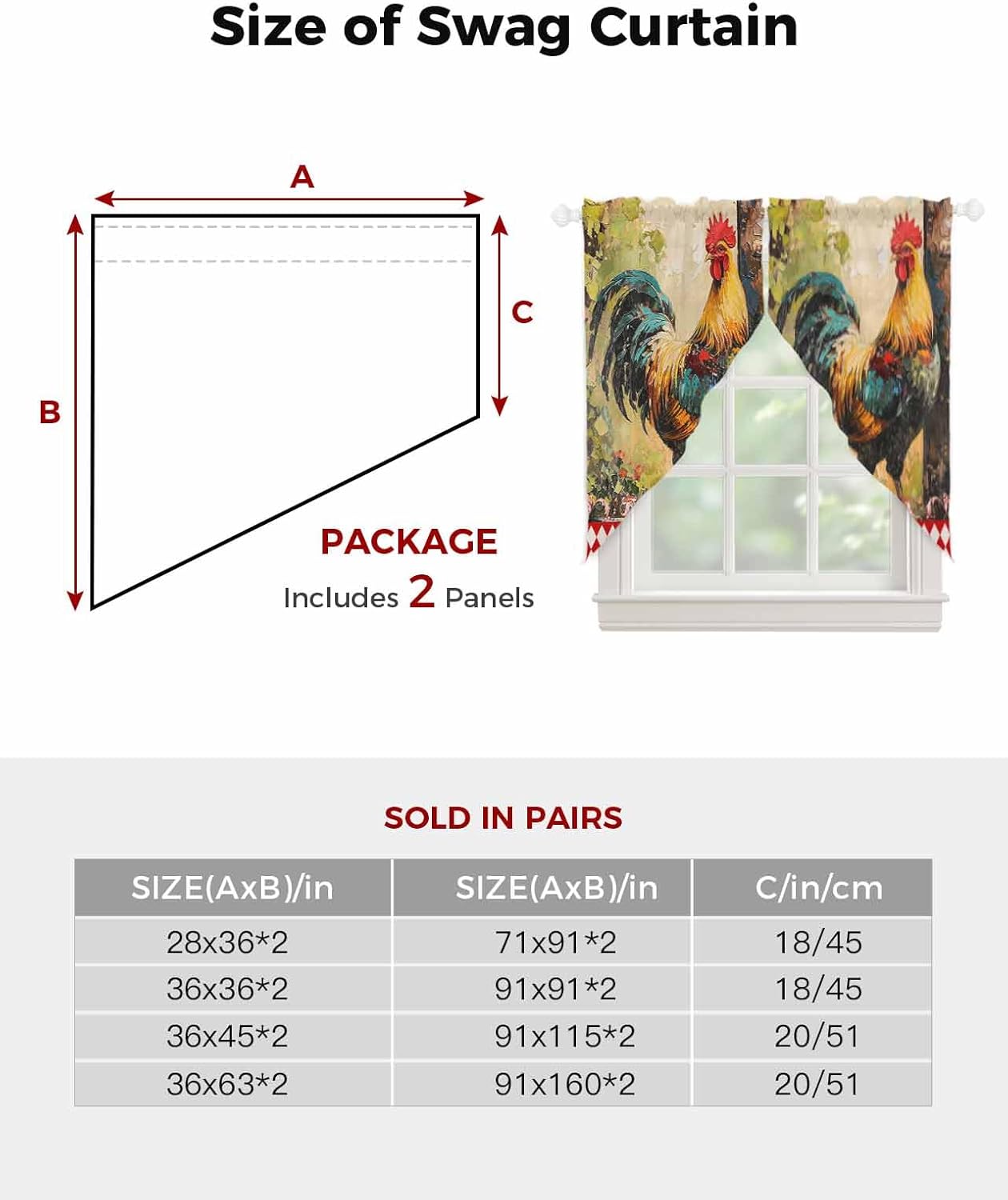 SEVENBABU Chiffon Valance Curtains Animal Print 36x36x2