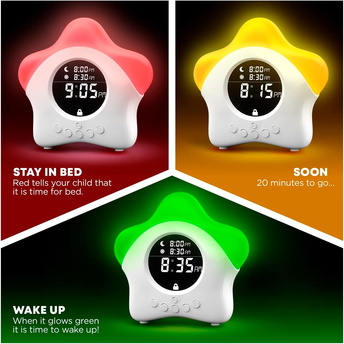 Stay-in-Bed Clock for Kids - Sleep Trainer Night Light Alarm
