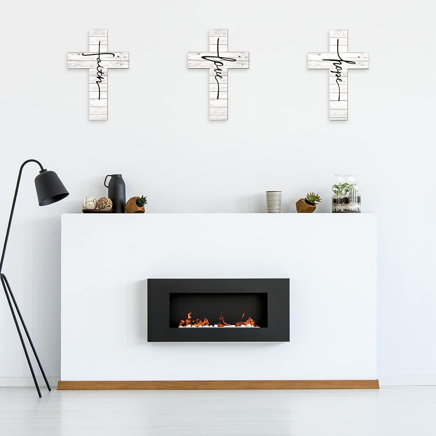Jetec 3 Pieces Faith Love Hope Cross Wall Decor