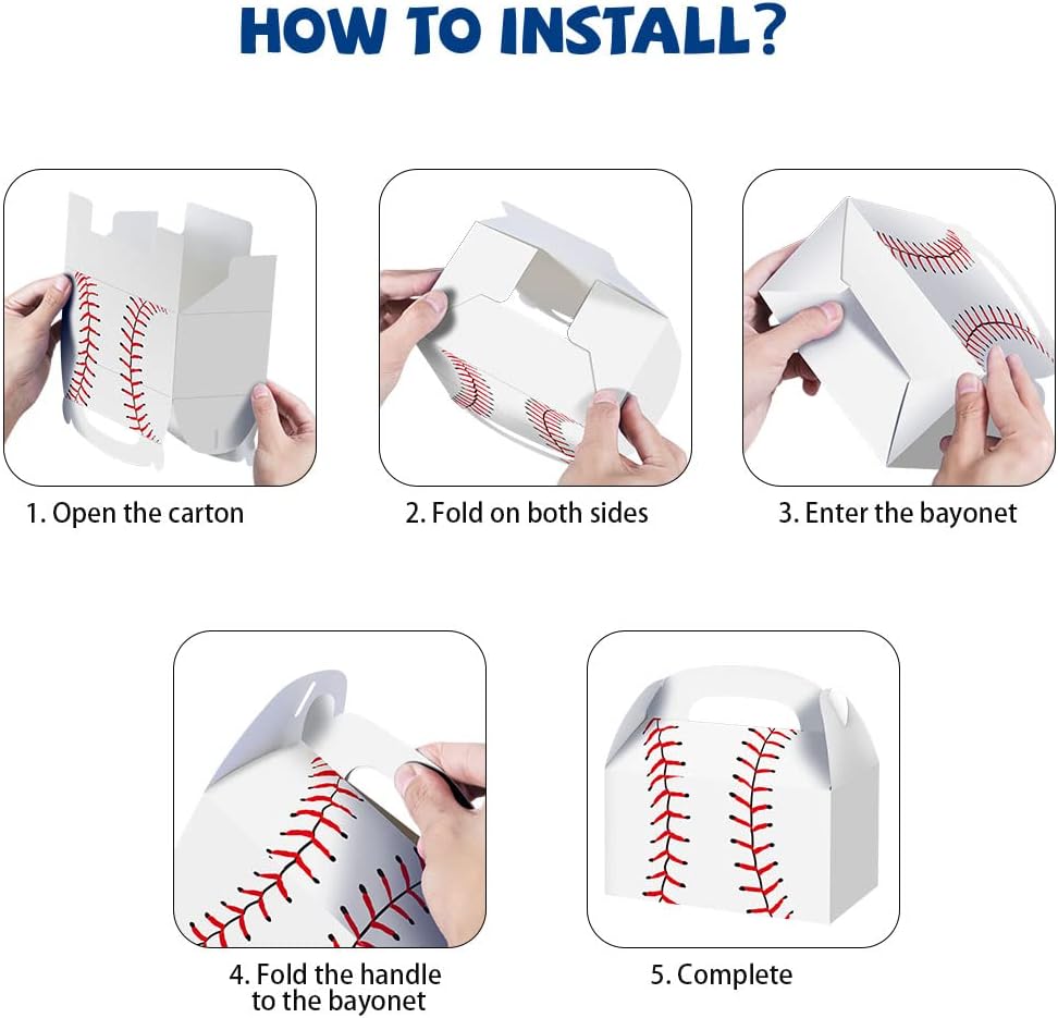 BCHOCKS 24 Pack Baseball Party Favor Boxes
