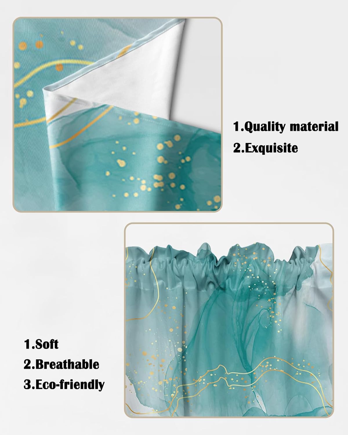 Elegant Teal Green Valance Curtains 36x36in Set