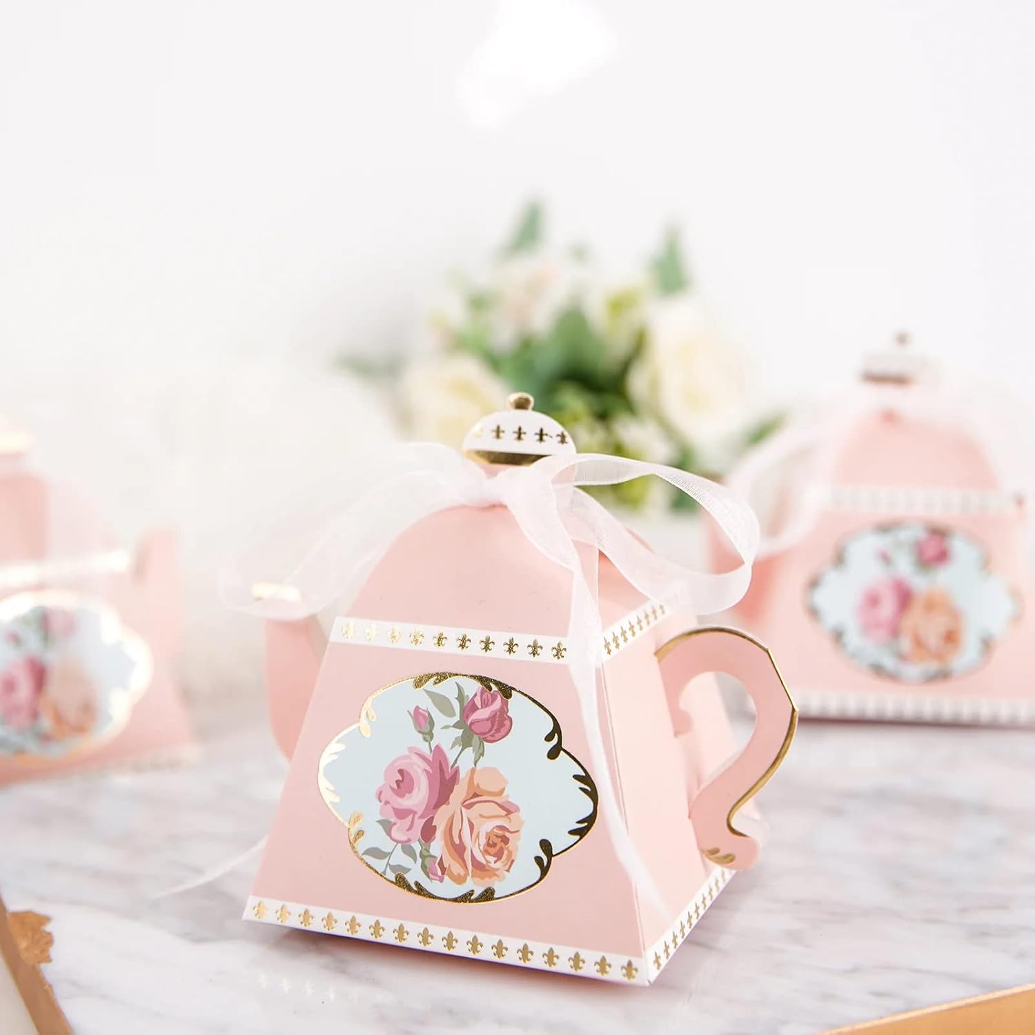 25 Mini Teapot Favor Boxes Dusty Rose