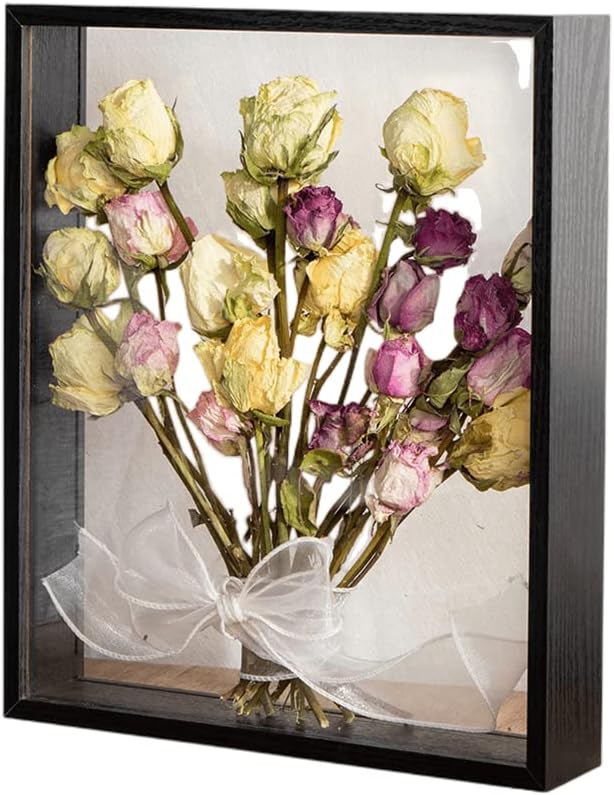 Wooden Dried Flower Display Stand - Clear Double-sided Frame