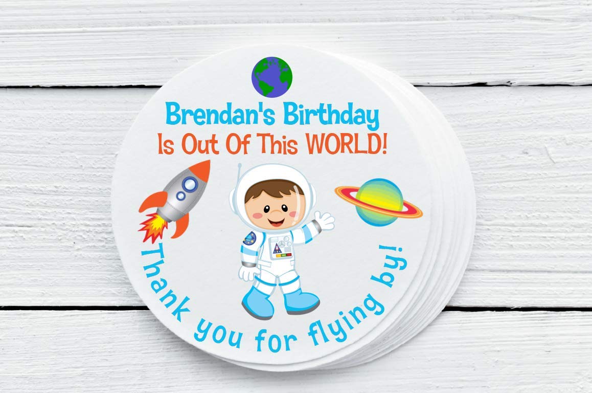 Personalized Glossy Outer Space Birthday Labels