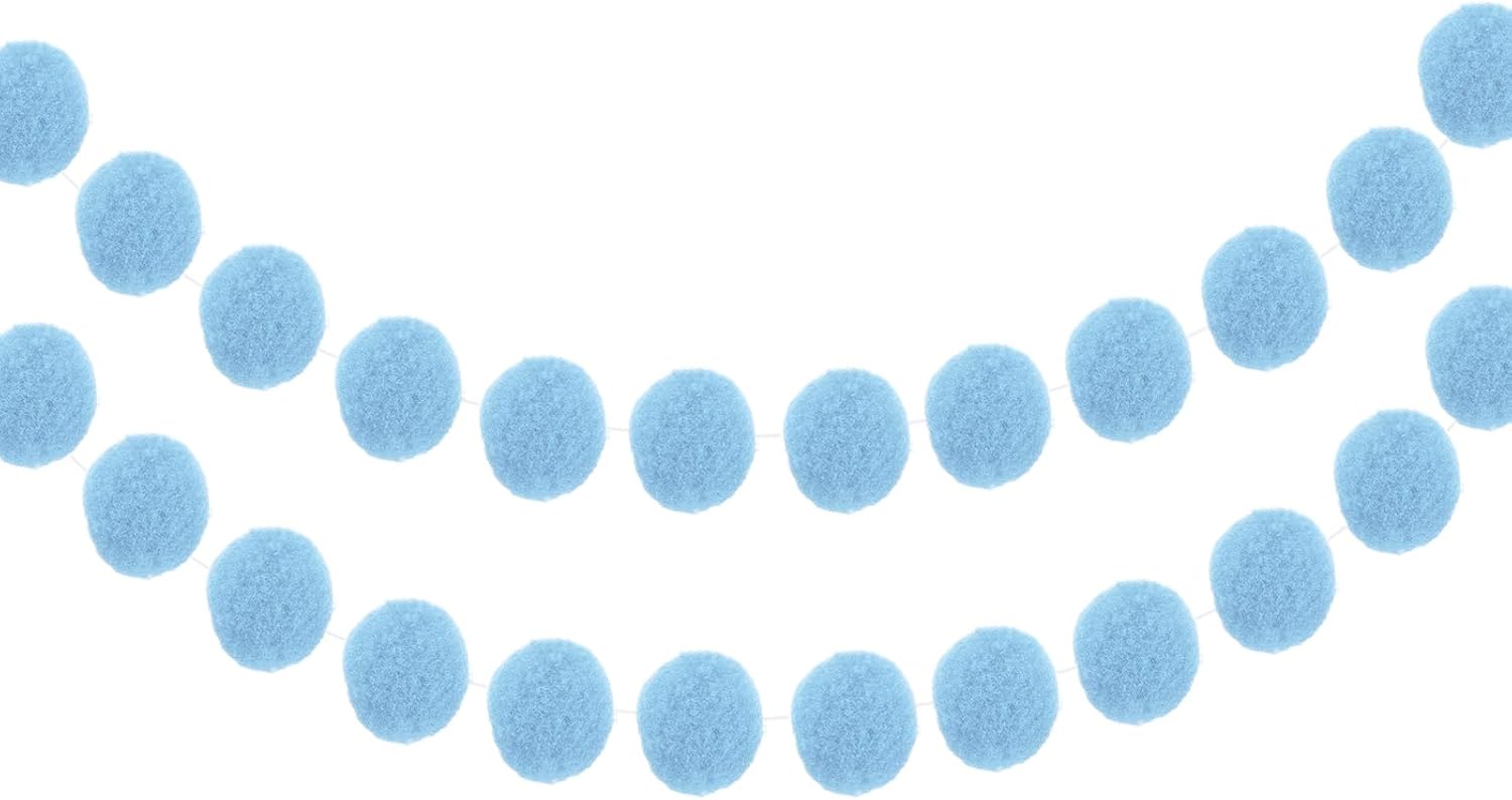 MECCANIXITY 2Pcs Light Blue Felt Ball Garland 66 Feet
