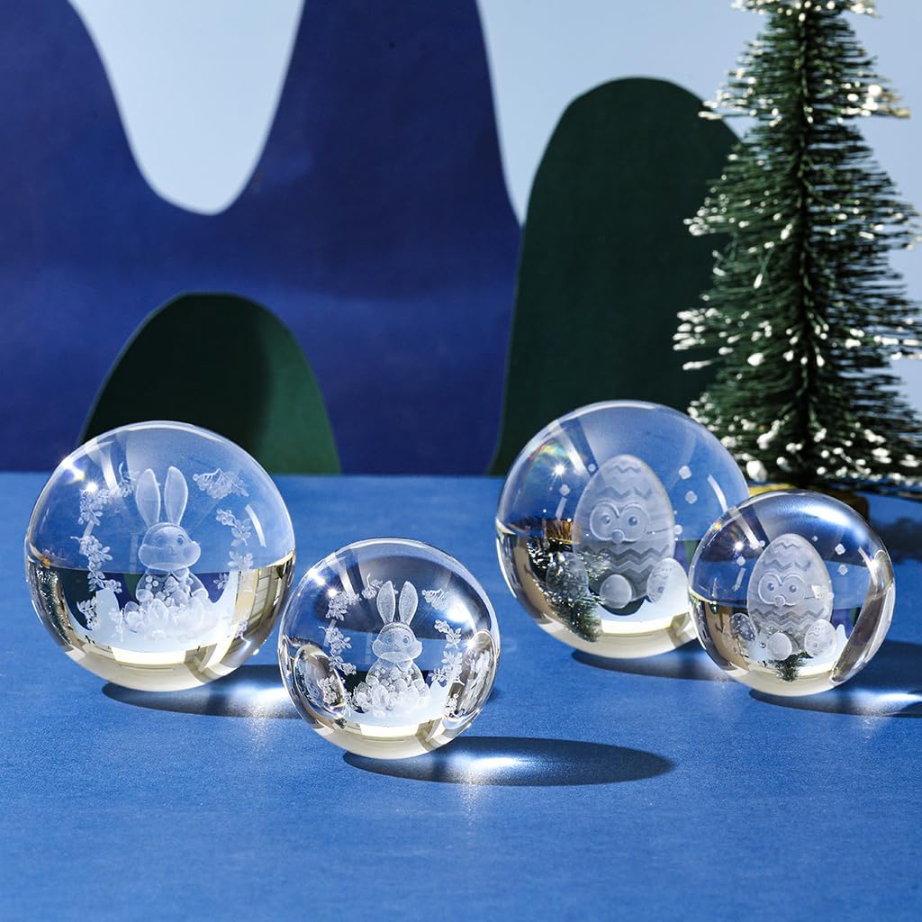 YummyCarrot 3D Bunny Crystal Ball LED Paperweight