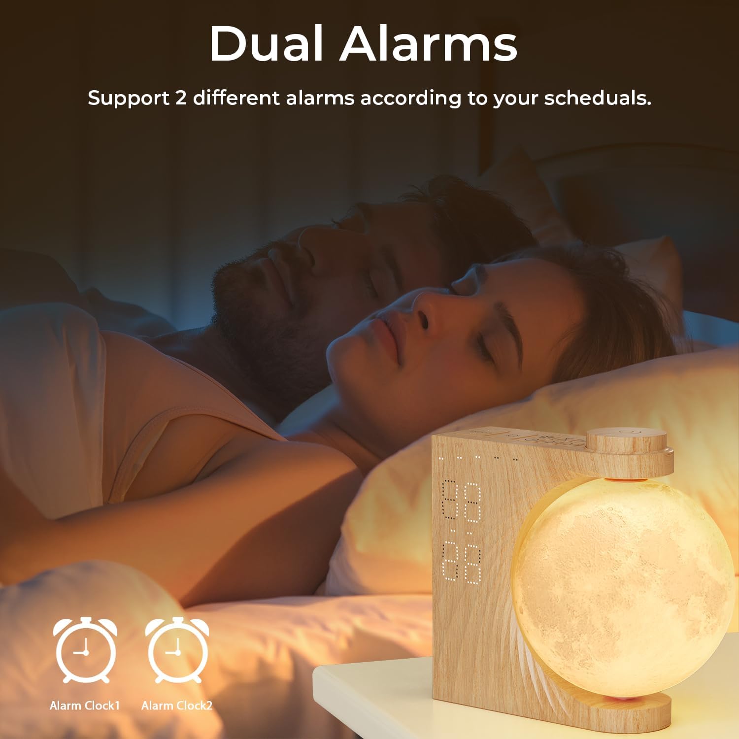 Sunrise Alarm Clock with Moon Light and 10 Light Effects