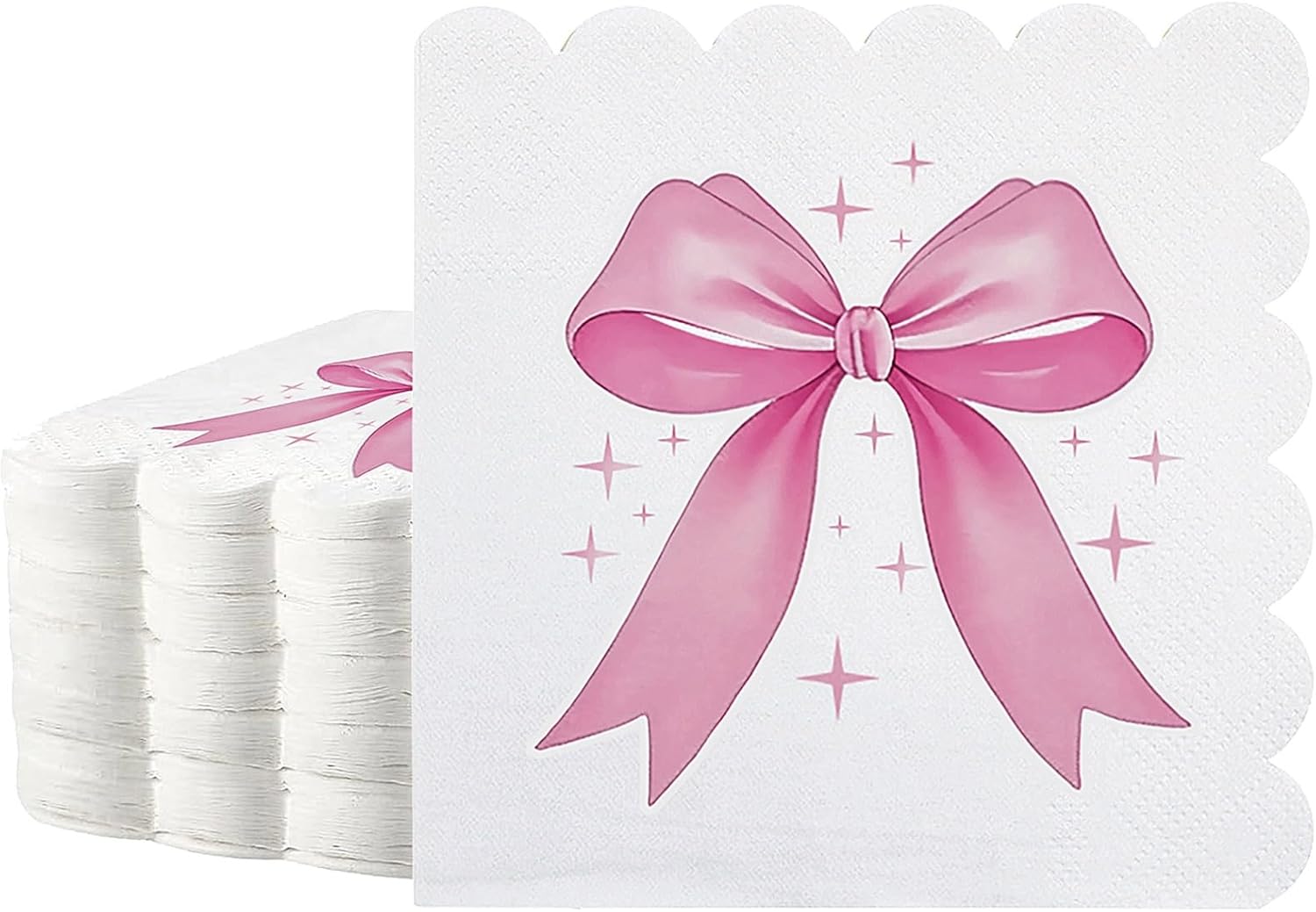 60Pcs Pink Bow Napkins Coquette Theme Party Decor