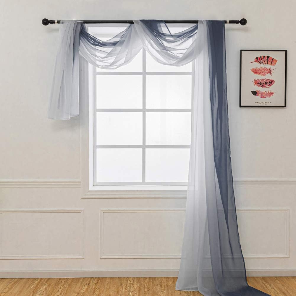 NAPEARL Ombre Window Scarf Valance 216 Inches Grey