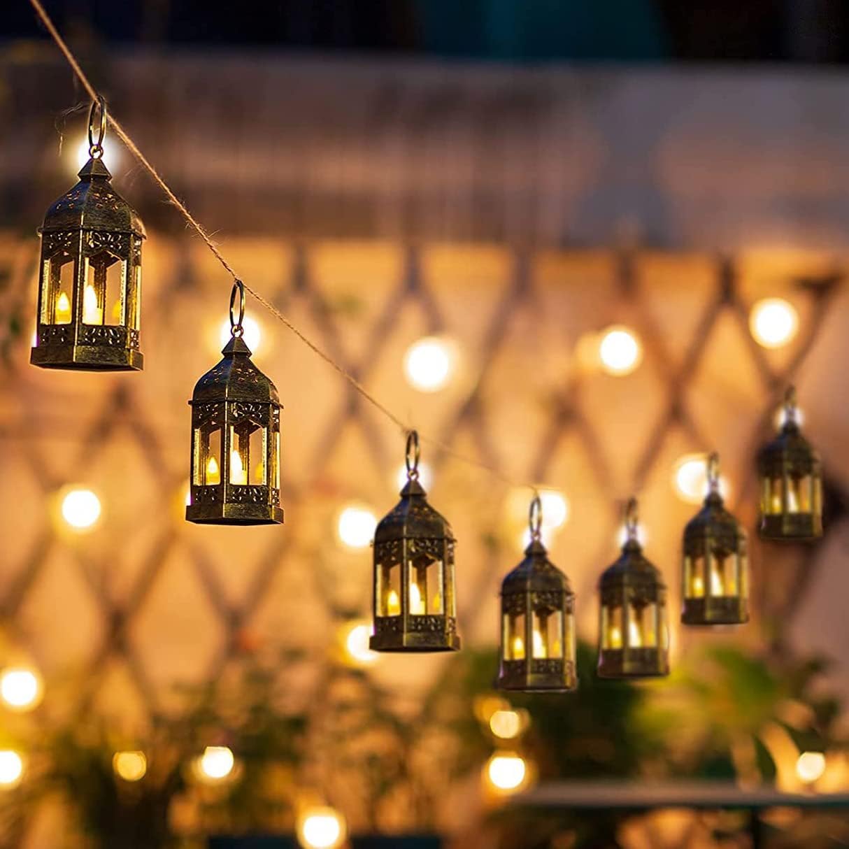 Mini Lantern with Flickering LED Candles Set of 10