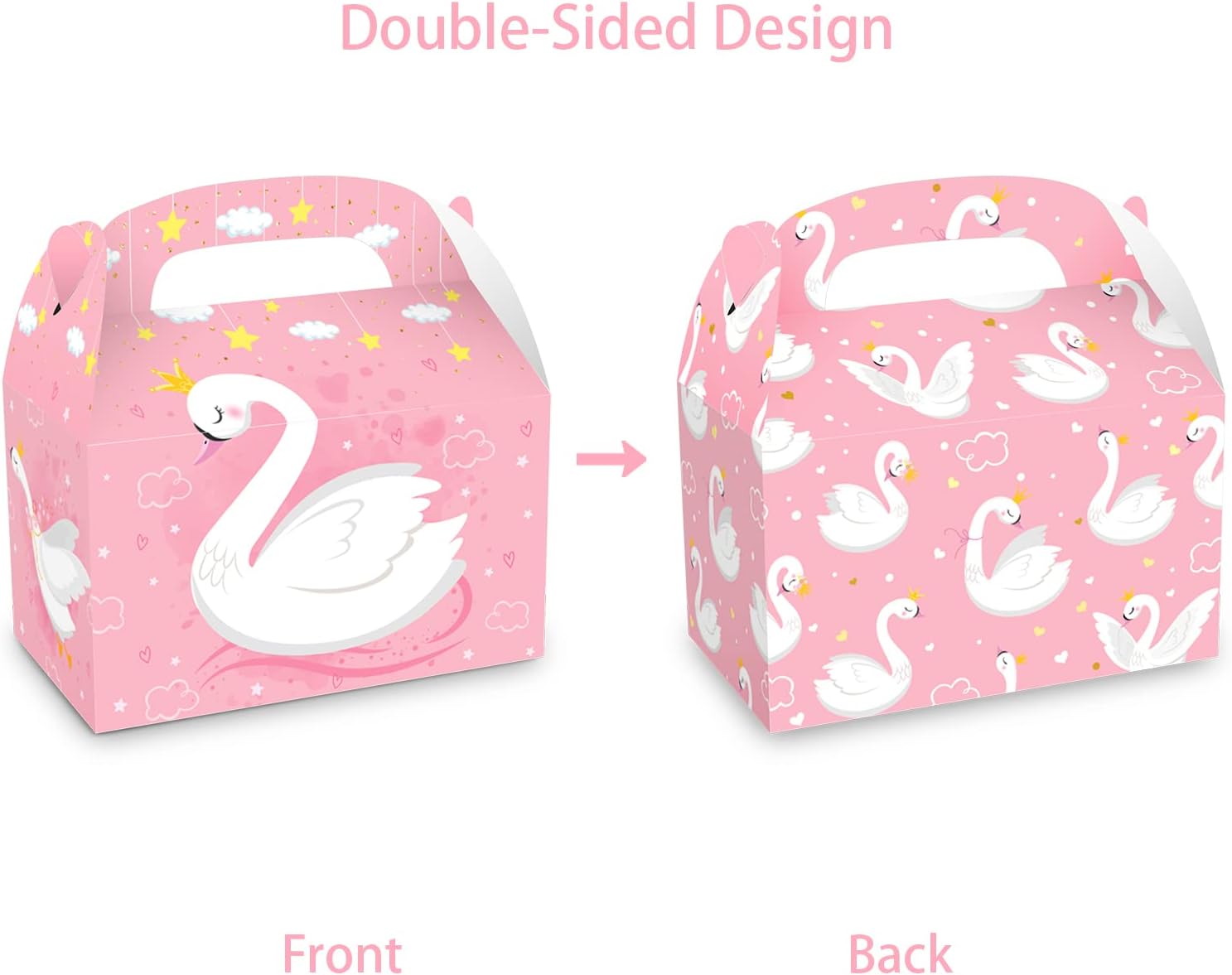 12 Pack Pink Swan Treat Boxes for Birthday Party Favors