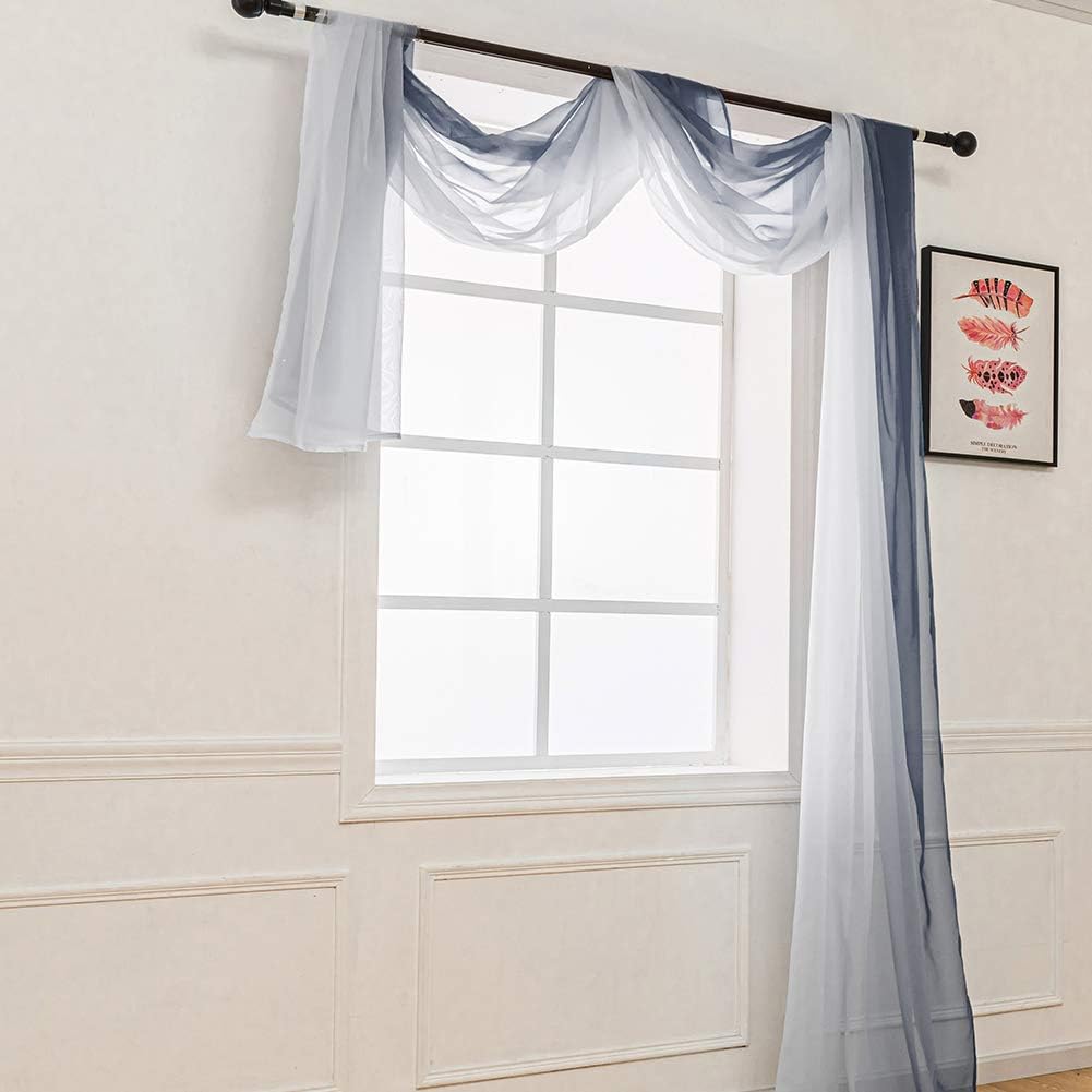 NAPEARL Ombre Window Scarf Valance 216 Inches Grey