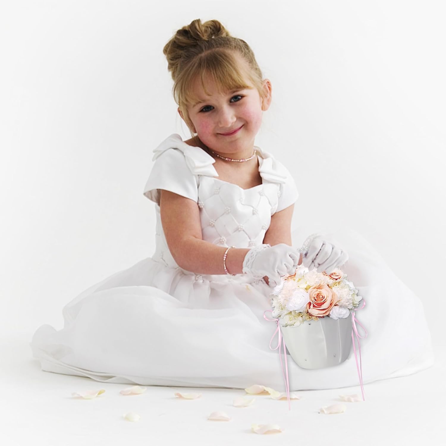 2 Pcs Wedding Flower Girl Baskets Pink