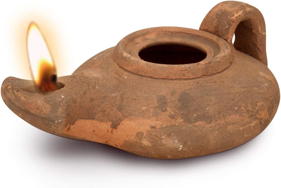 Herodian Biblical Oil Lamp with Handle - Handmade in Holy Land