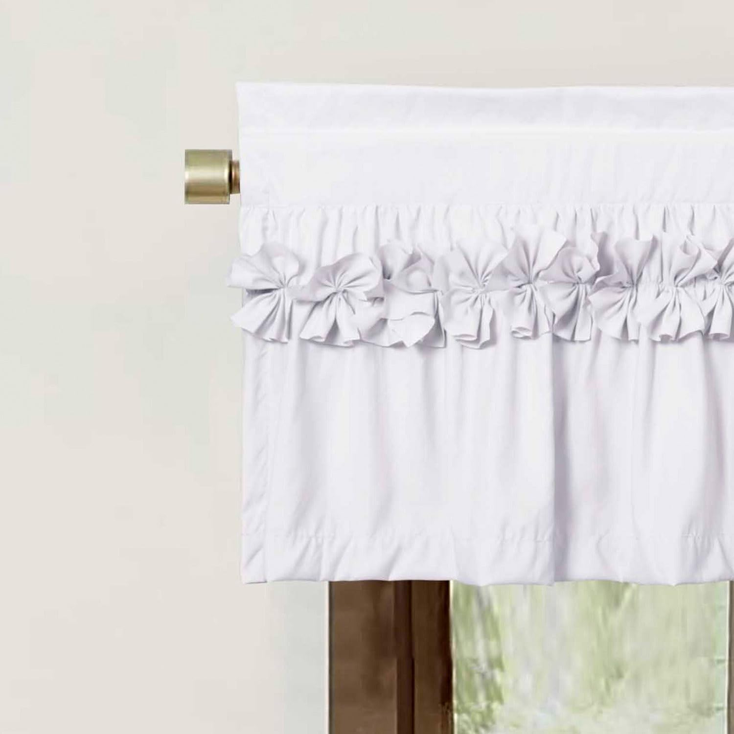 HIG 2 Pack White Ruffle Bow Tie Valances