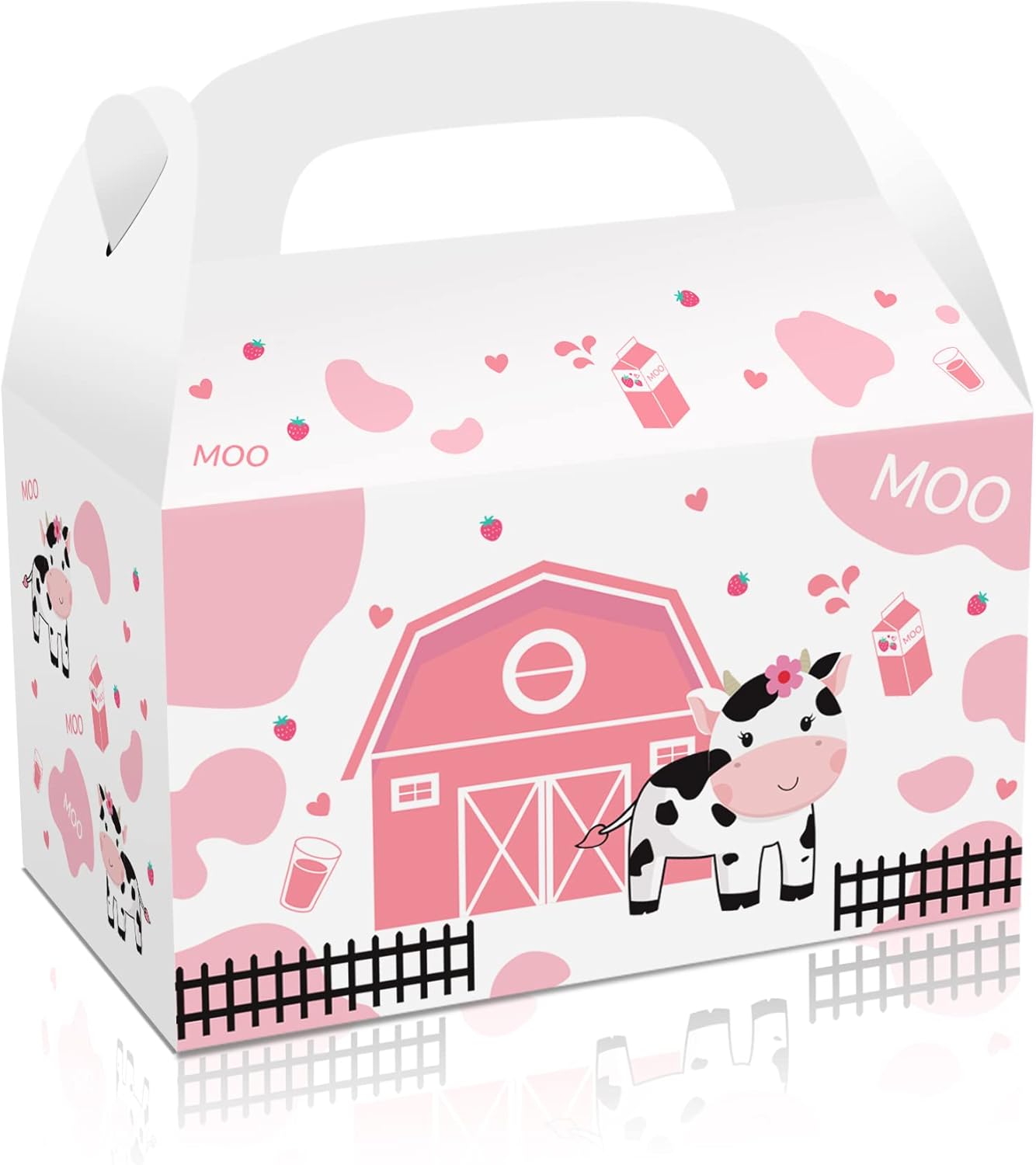 Farm Cow Treat Boxes 12 Pack Pink Gift Boxes for Birthday Parties