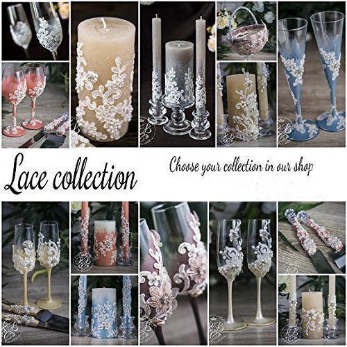 Lace Unity Candle Set 3pcs Rustic Wedding
