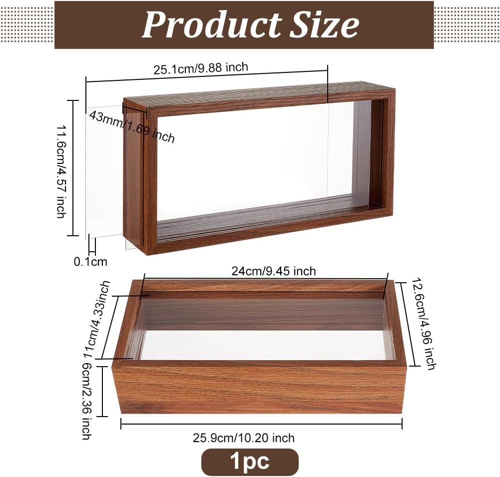 OLYCRAFT Walnut Brown Shadow Box Frame with Double Sided Acrylic Window