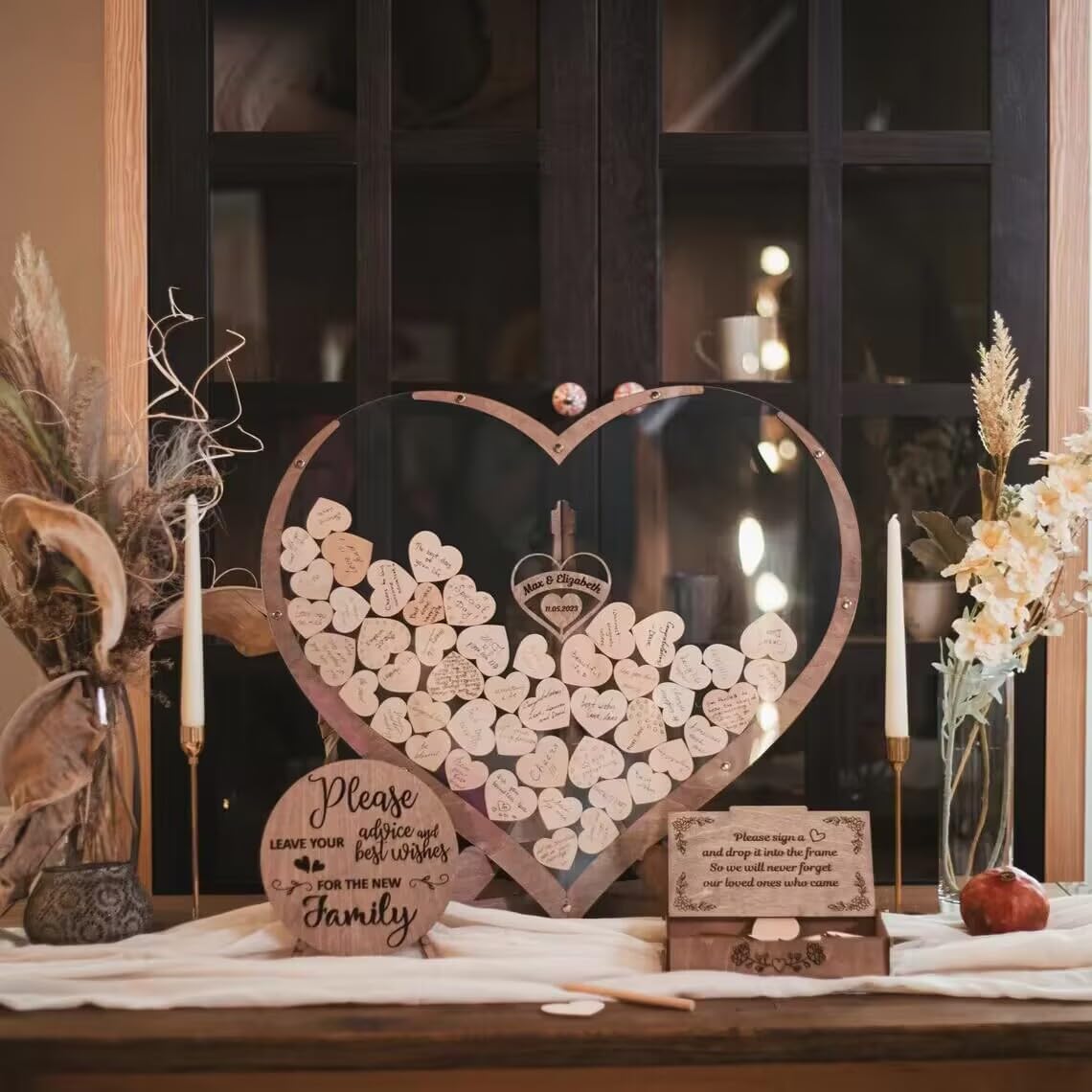 Wooden Heart Guest Book Acrylic Wedding Decor