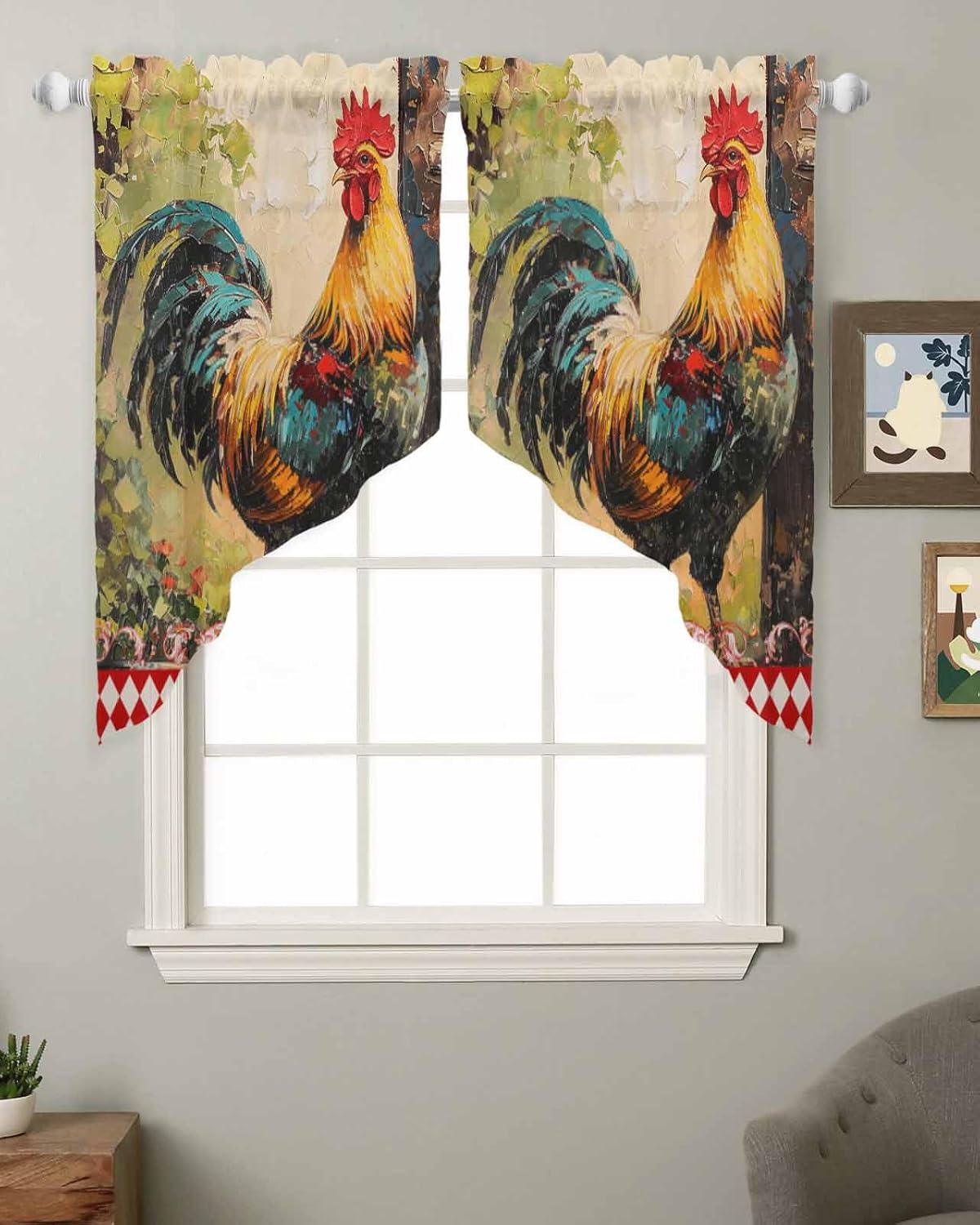 SEVENBABU Chiffon Valance Curtains Animal Print 36x36x2