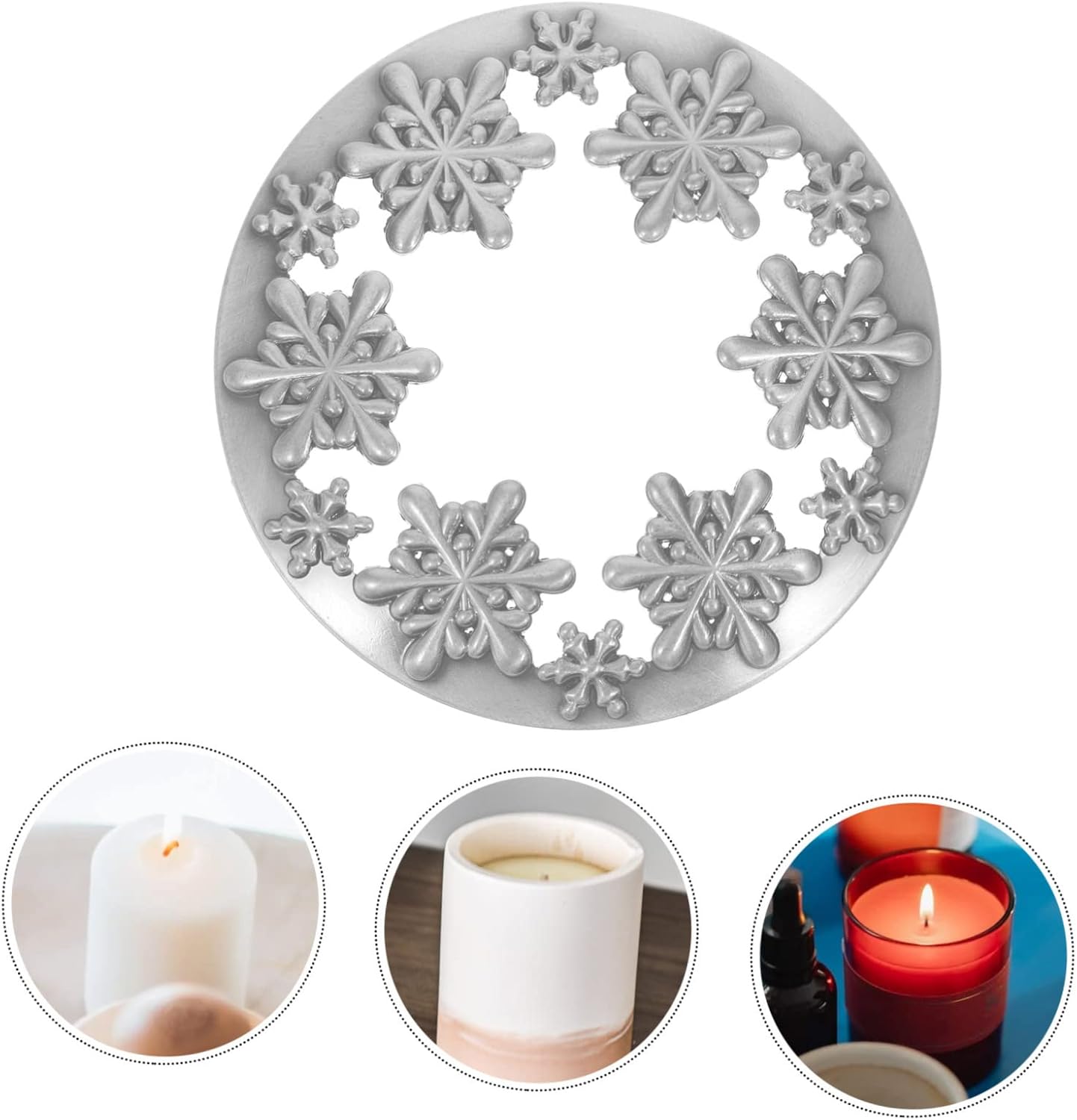 Sewroro Christmas Candle Jar Lid Snowflake Design Candle Holder Cover